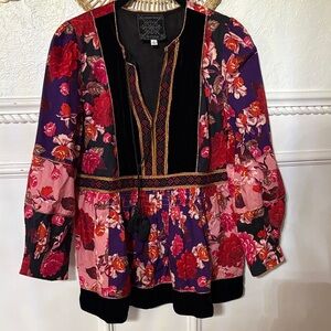 Johnny was small Floral Patchwork Peasant Top